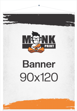 Banner 90x120cm Papel Papel    Canaleta em PVC e Nylon para pendurar 