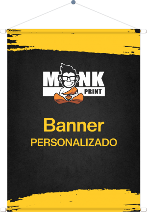 BANNER PERSONALIZADO Lona Personalizado   Bastão de madeira, ponteiras de borrachas branca e corda para pendurar. 